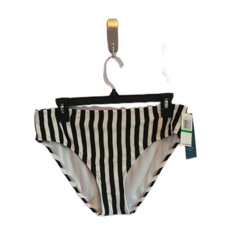 Aqua Couture NWT Black and White Stripe Bikini Bottom size L
